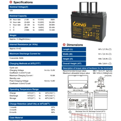 แบตเตอรี่ Long U1-36NE (12V 36AH) 4 แบตเตอรี่ Long U1-36NE (12V 36AH) - Image 2