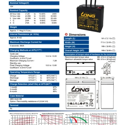 แบตเตอรี่ Long WP24-12ANE (12V24AH) 3 แบตเตอรี่ Long WP24-12ANE (12V24AH) - Image 2