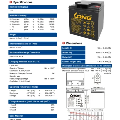แบตเตอรี่ Long WP30-12TNE (12V30AH) - Image 2