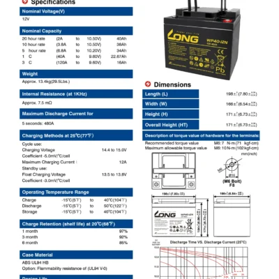 แบตเตอรี่ Long WP40-12N (12V40AH) - Image 2