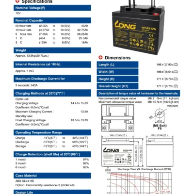 แบตเตอรี่ Long WP45-12N (12V45AH) 4 แบตเตอรี่ Long WP45-12N (12V45AH) - Image 2