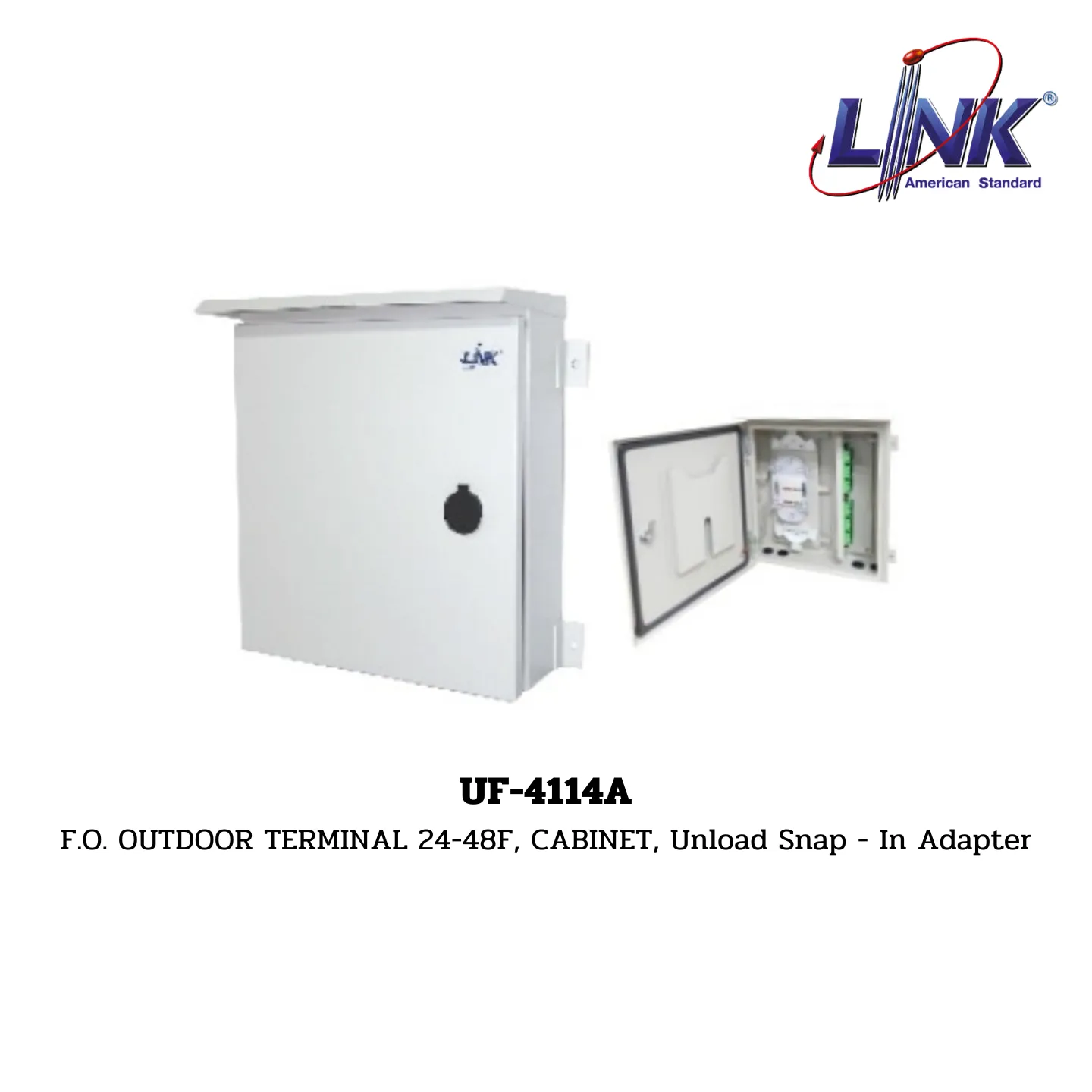 LINK รุ่น UF-4114A FIBER OPTIC OUTDOOR TERMINAL STEEL CABINET 1 LINK รุ่น UF-4114A FIBER OPTIC OUTDOOR TERMINAL STEEL CABINET
