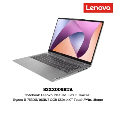 Notebook Lenovo IdeaPad Flex 5 14ABR8 Ryzen 5 7530U/16GB/512GB SSD/14.0″ Touch/Win11Home (82XX009HTA)