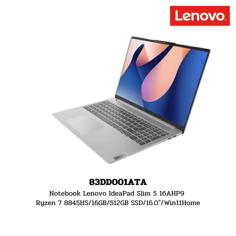 Notebook Lenovo IdeaPad Slim 5 16AHP9 Ryzen 7 8845HS/16GB/512GB SSD/16.0″/Win11Home (83DD001ATA)