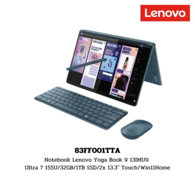 Notebook Lenovo Yoga Book 9 13IMU9 Ultra 7 155U/32GB/1TB SSD/2x 13.3″ Touch/Win11Home (83FF001TTA)