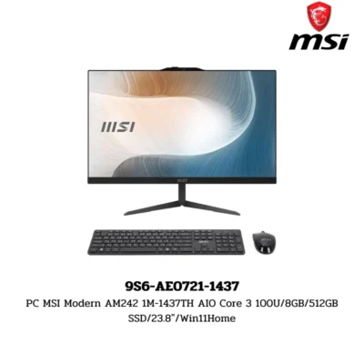 PC MSI Modern AM242 1M-1437TH AIO Core 3 100U/8GB/512GB SSD/23.8″/Win11Home (9S6-AE0721-1437)