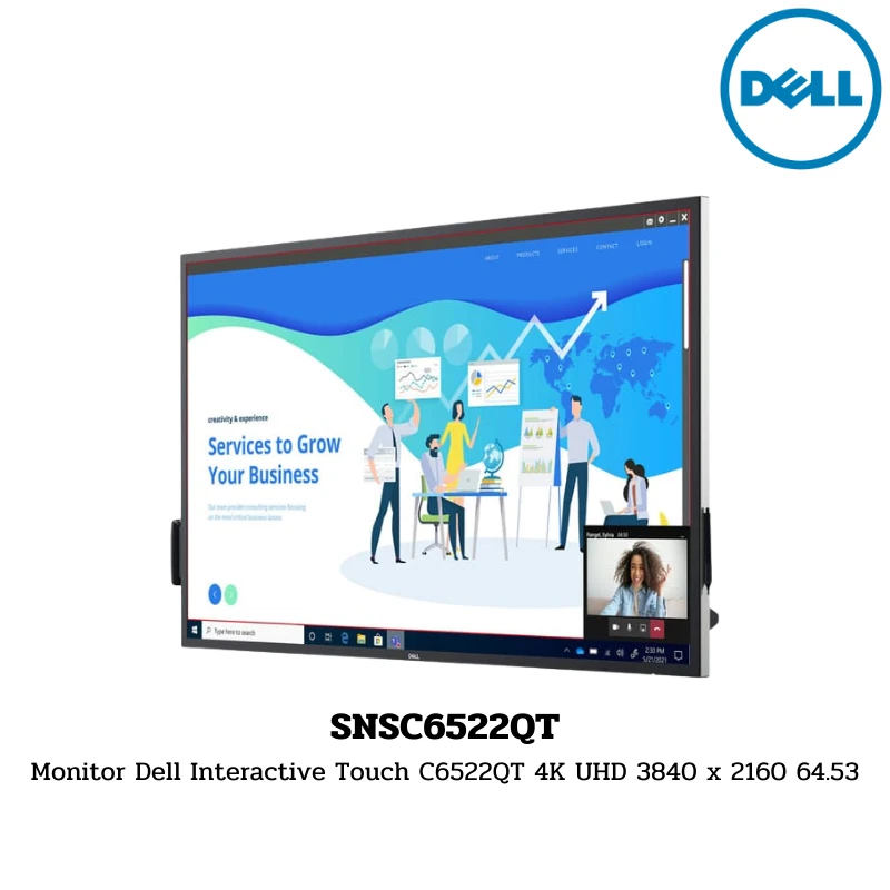 Monitor Dell Interactive Touch C6522QT 4K UHD 3840 x 2160 64.53″ (SNSC6522QT)