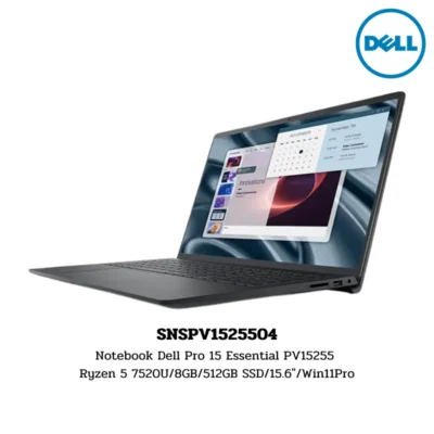 Notebook Dell Pro 15 Essential PV15255 Ryzen 5 7520U/8GB/512GB SSD/15.6″/Win11Pro (SNSPV1525504)