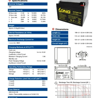 แบตเตอรี่ Long WP26-12 (12V 26AH) - Image 2