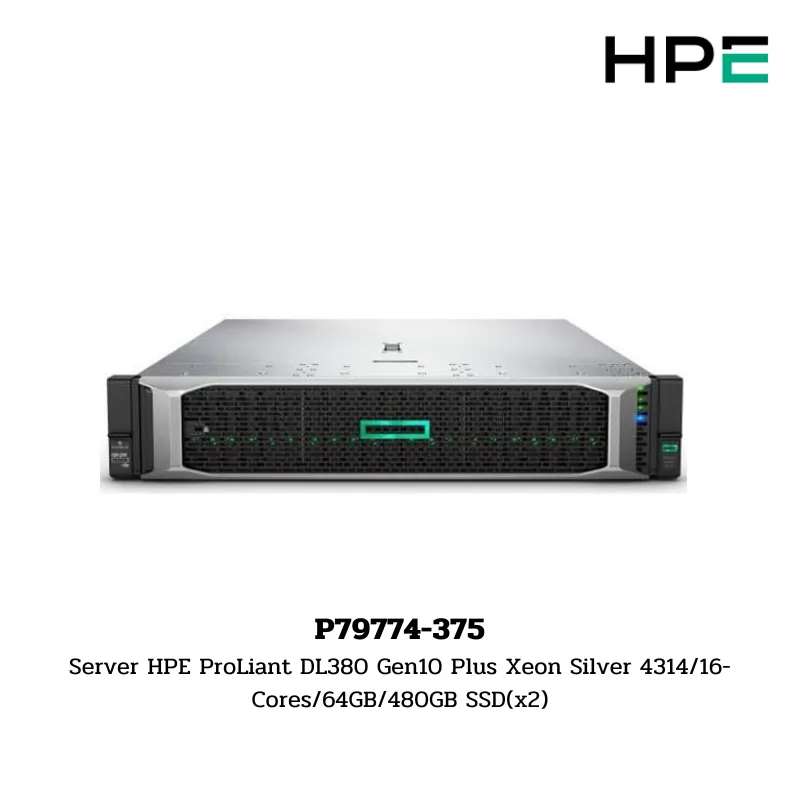 (P79774-375) Server HPE ProLiant DL380 Gen10 Plus Xeon Silver 4314/16-Cores/64GB/480GB SSD(x2)