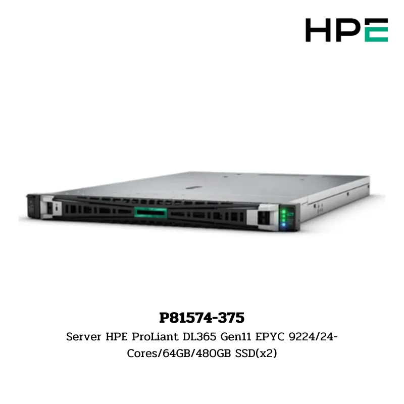 (P81574-375) Server HPE ProLiant DL365 Gen11 EPYC 9224/24-Cores/64GB/480GB SSD(x2)