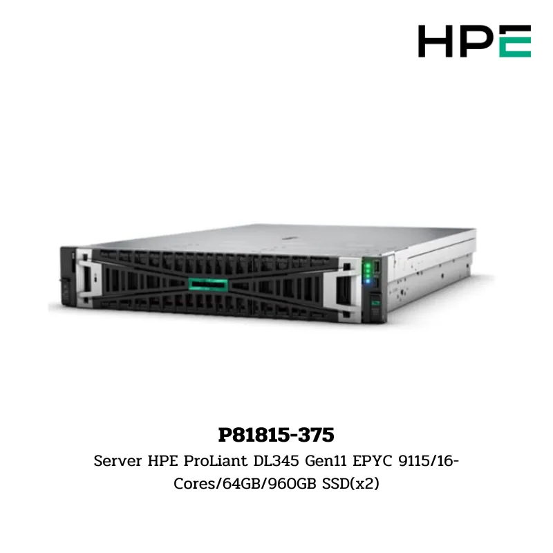 (P81815-375) Server HPE ProLiant DL345 Gen11 EPYC 9115/16-Cores/64GB/960GB SSD(x2)