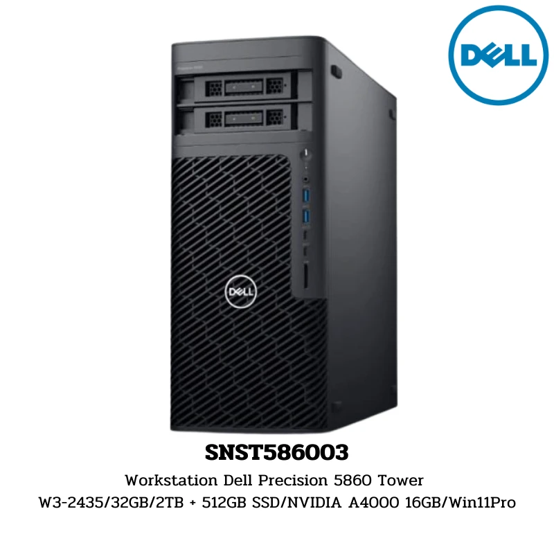 Workstation Dell Precision 5860 Tower W3-2435/32GB/2TB + 512GB SSD/NVIDIA A4000 16GB/Win11Pro (SNST586003)