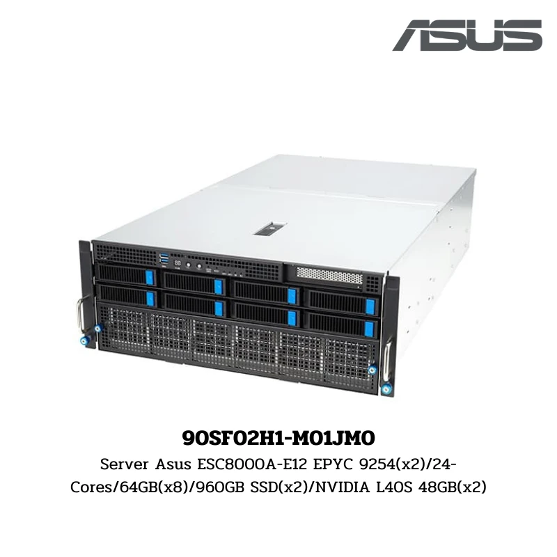 (90SF02H1-M01JM0) Server Asus ESC8000A-E12 EPYC 9254(x2)/24-Cores/64GB(x8)/960GB SSD(x2)/NVIDIA L40S 48GB(x2)
