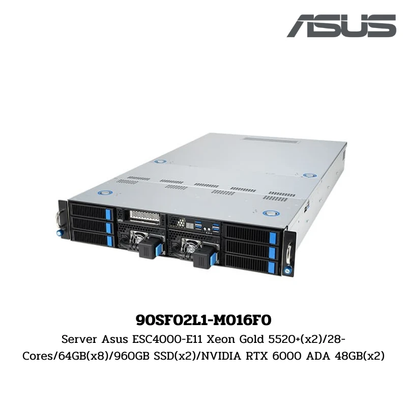 (90SF02L1-M016F0) Server Asus ESC4000-E11 Xeon Gold 5520+(x2)/28-Cores/64GB(x8)/960GB SSD(x2)/NVIDIA RTX 6000 ADA 48GB(x2)