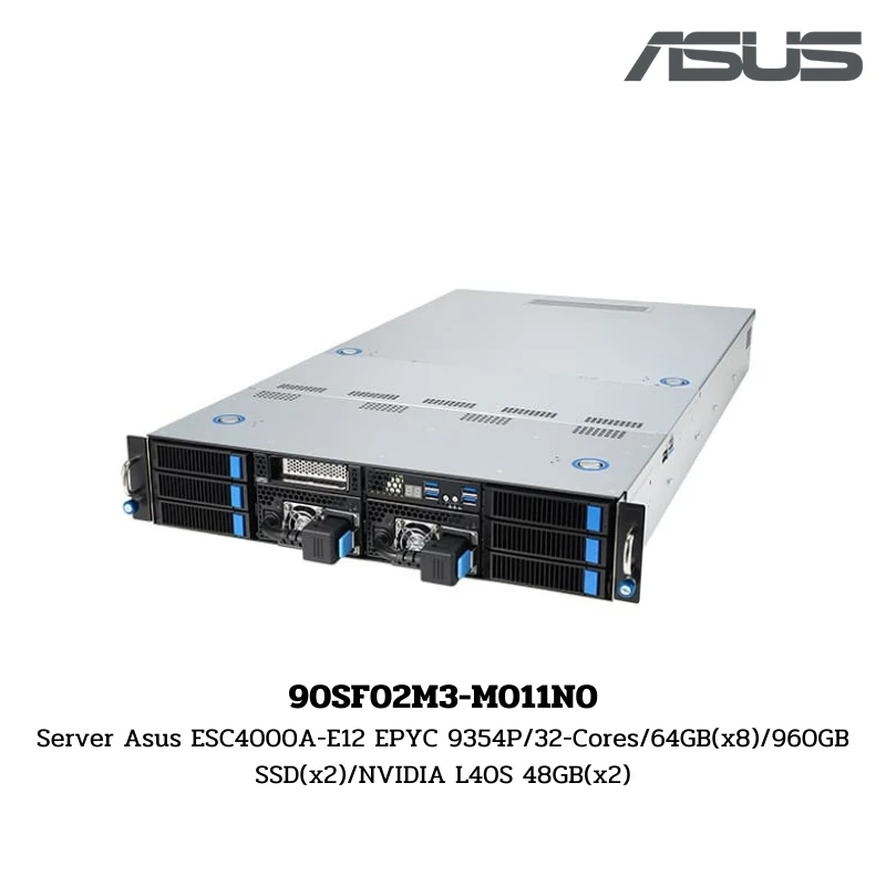 (90SF02M3-M011N0) Server Asus ESC4000A-E12 EPYC 9354P/32-Cores/64GB(x8)/960GB SSD(x2)/NVIDIA L40S 48GB(x2)