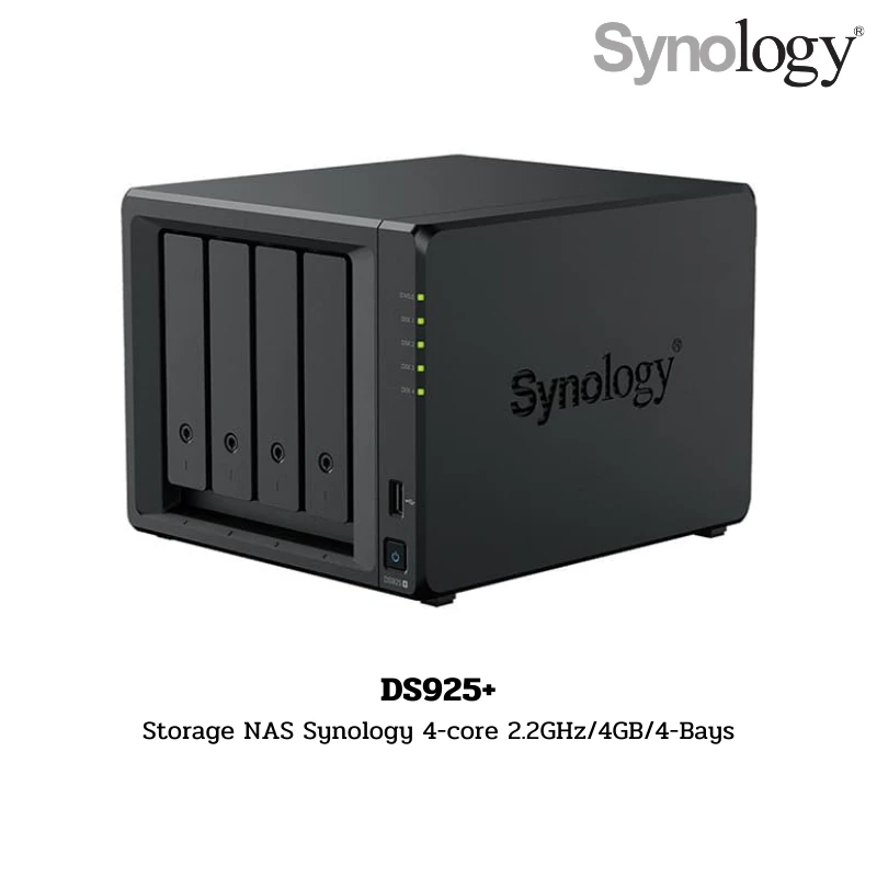 (DS925+) Storage NAS Synology 4-core 2.2GHz/4GB/4-Bays