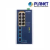 (IGS-1000-8UP4X) PLANET IP30 INDUSTRIAL 8-PORT 10/100/1000T 802.3BT POE + 4-PORT 10G SFP+ ETHERNET SWITCH (360W POE BUDGET, POE USAGE LED, -40 ~75 DEGREES C, DUAL 48~54V DC, SUPPORTS 1G/2. 5G/10G SFP TRANSCEIVERS)