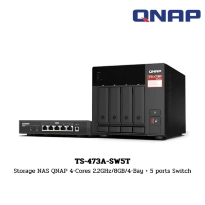 (TS-473A-SW5T) Storage NAS QNAP 4-Cores 2.2GHz/8GB/4-Bay + 5 ports Switch