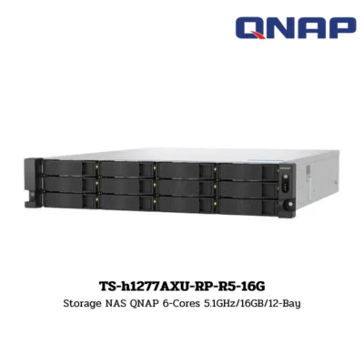 (TS-h1277AXU-RP-R5-16G) Storage NAS QNAP 6-Cores 5.1GHz/16GB/12-Bay