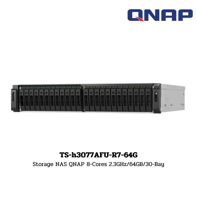 (TS-h3077AFU-R7-64G) Storage NAS QNAP 8-Cores 2.3GHz/64GB/30-Bay