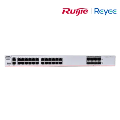 (RG-CS85-24GT8XS-D) Ruijie Reyee 24 x 10/100/1000BASE-T, 8 x 1G/10G SFP+ portss,1 x expansion slot, 2 built-in fixed fans, 2 power module slots 6 (RG-CS85-24GT8XS-D) Ruijie Reyee 24 x 10/100/1000BASE-T, 8 x 1G/10G SFP+ portss,1 x expansion slot, 2 built-in fixed fans, 2 power module slots (at least one RG-PA150IB-F power modules needed)