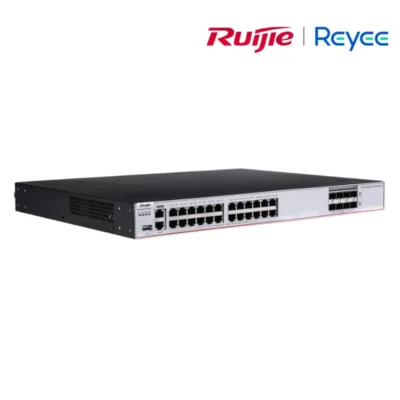 (RG-CS85-24GT8XS-D) Ruijie Reyee 24 x 10/100/1000BASE-T, 8 x 1G/10G SFP+ portss,1 x expansion slot, 2 built-in fixed fans, 2 power module slots 8 (RG-CS85-24GT8XS-D) Ruijie Reyee 24 x 10/100/1000BASE-T, 8 x 1G/10G SFP+ portss,1 x expansion slot, 2 built-in fixed fans, 2 power module slots (at least one RG-PA150IB-F power modules needed)