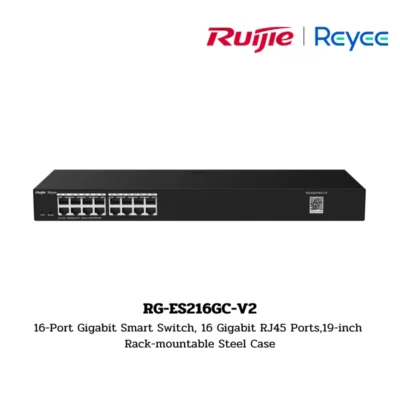 (RG-ES216GC-V2) Ruijie Reyee 16-Port Gigabit Smart Switch, 16 Gigabit RJ45 Ports,19-inch Rack-mountable Steel Case 