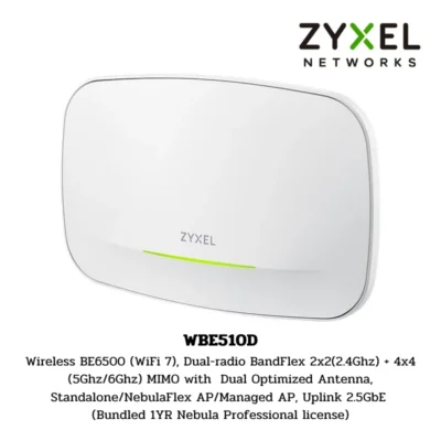 (WBE510D) ZYXEL Access Point BE6500 4-Stream WiFi 7 Dual-Radio NebulaFlex Pro Access Point