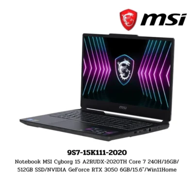 Notebook MSI Cyborg 15 A2RUDX-2020TH Core 7 240H/16GB/512GB SSD/NVIDIA GeForce RTX 3050 6GB/15.6″/Win11Home (9S7-15K111-2020)