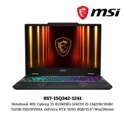 Notebook MSI Cyborg 15 B13WEKG-1241TH i5-13420H/16GB/512GB SSD/NVIDIA GeForce RTX 5050 8GB/15.6″/Win11Home (9S7-15Q342-1241)