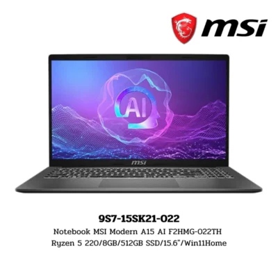 Notebook MSI Modern A15 AI F2HMG-022TH Ryzen 5 220/8GB/512GB SSD/15.6″/Win11Home (9S7-15SK21-022)