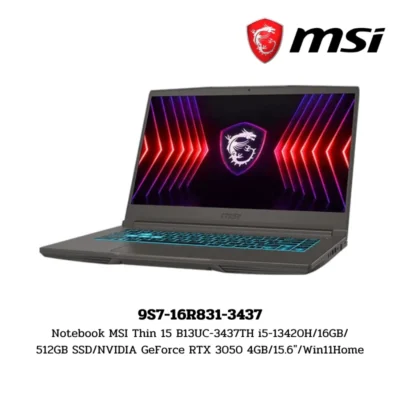 Notebook MSI Thin 15 B13UC-3437TH i5-13420H/16GB/512GB SSD/NVIDIA GeForce RTX 3050 4GB/15.6″/Win11Home (9S7-16R831-3437)