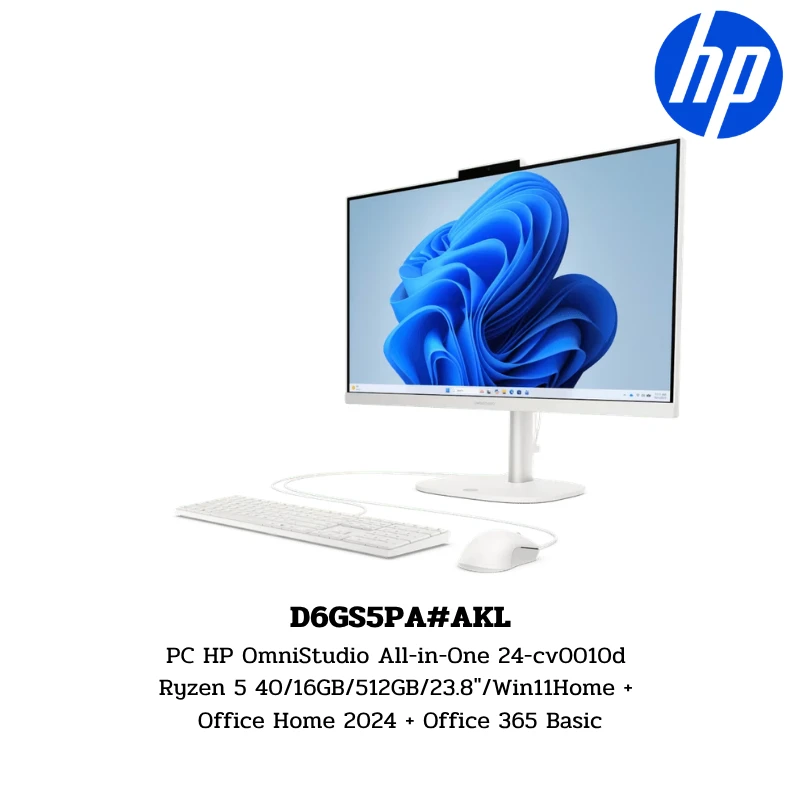 PC HP OmniStudio All-in-One 24-cv0010d Ryzen 5 40/16GB/512GB/23.8″/Win11Home + Office Home 2024 + Office 365 Basic (D6GS5PA#AKL)