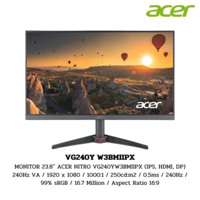 Monitor Acer 23.8'' ACER NITRO VG240YW3BMIIPX VA / 1920 x 1080 / 1000:1 / 250cd:m2 / 0.5ms / 240Hz / 99% sRGB / 16.7 Million / Aspect Ratio 16:9