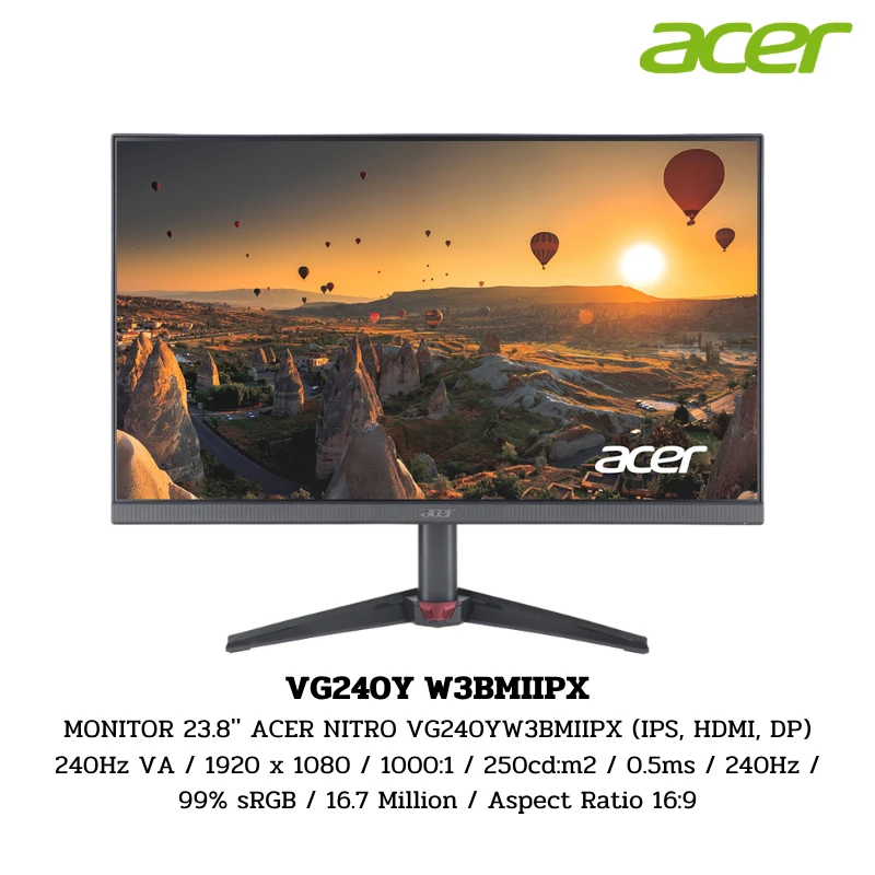 Monitor Acer 23.8'' ACER NITRO VG240YW3BMIIPX VA / 1920 x 1080 / 1000:1 / 250cd:m2 / 0.5ms / 240Hz / 99% sRGB / 16.7 Million / Aspect Ratio 16:9 1 Monitor Acer 23.8'' ACER NITRO VG240YW3BMIIPX VA / 1920 x 1080 / 1000:1 / 250cd:m2 / 0.5ms / 240Hz / 99% sRGB / 16.7 Million / Aspect Ratio 16:9