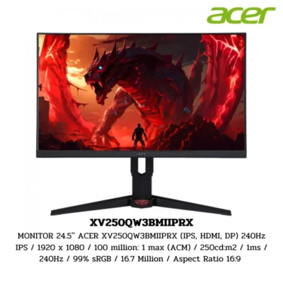 Monitor Acer 24.5'' ACER XV250QW3BMIIPRX (IPS, HDMI, DP) 240Hz
