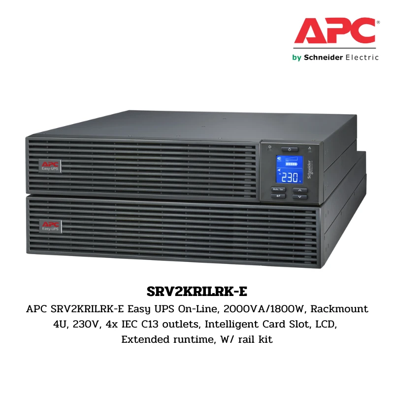 เครื่องสำรองไฟ UPS APC Easy UPS On-Line SRV รุ่น SRV2KRILRK-E 1 เครื่องสำรองไฟ UPS APC Easy UPS On-Line SRV รุ่น SRV2KRILRK-E